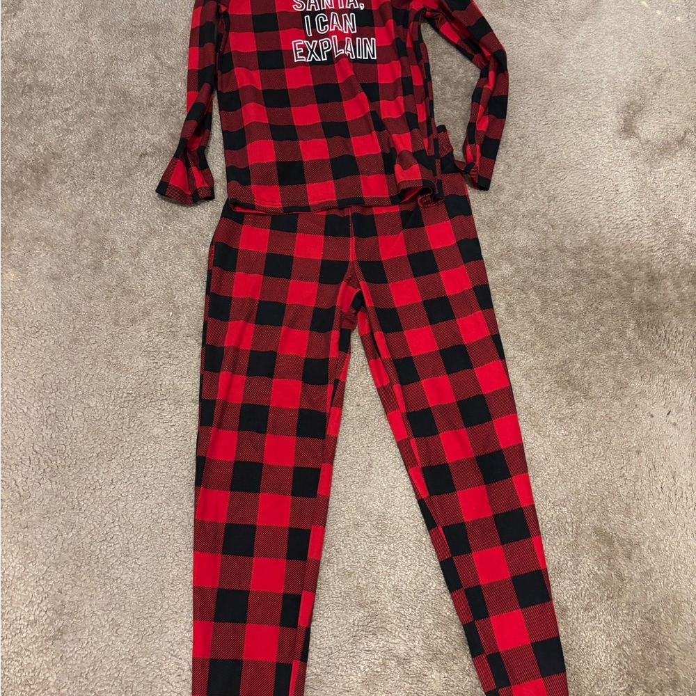 Cozy Red and Black Plaid Kids Pajama Set